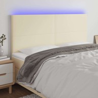 LED uzglavlje 200 x 5 x 118/128 cm od umjetne kože, krem