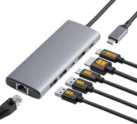 AMAZON BASICS USB-C čvorište, 6 u 1, HDMI 4K, 100 W PD, 2 x USB-A, Ethernet, USB-C