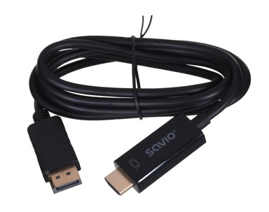 SAVIO Adapter za video kabel, CL-56, 1,5 m, DisplayPort-HDMI tip A, crni