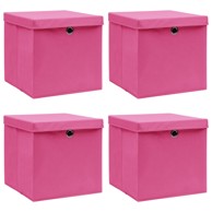 Kutije za pohranu s poklopcima 4 kom roze 32x32x32 cm tkanina