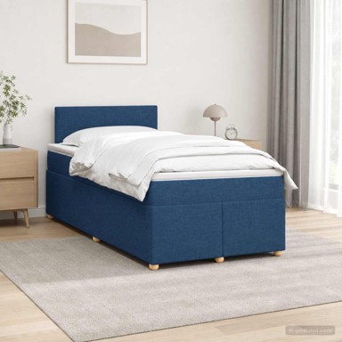 Boxspring krevet s madracem 120 x 200 cm od tkanine, plavi