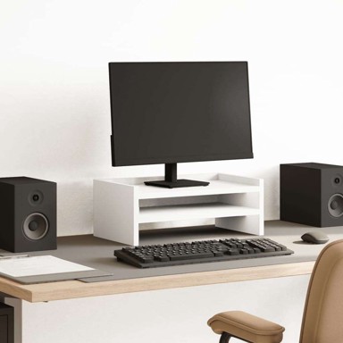 Stalak za monitor, 42 x 24 x 16 cm, od konstruiranog drva, bijeli