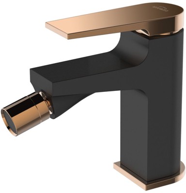 INVENA Samostojeća slavina za bide, boja ponoćne boje + klik-klak čep, crna / zlatna