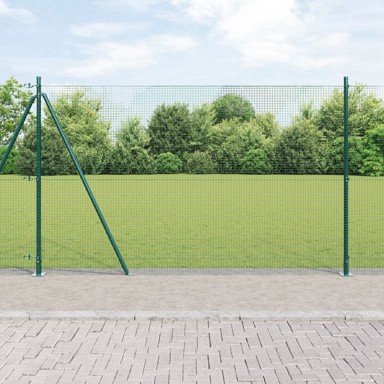 Zavarena žičana ograda s 13 flanged stupova, zelena, 1.4x25 m, čelik