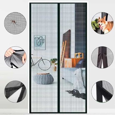 NETSCROLL Magnetna mreža za vrata, crna