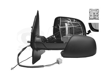 VAN WEZEL Retrovizor VW T5, lijevi, 13-, električni, grijani, s antenom, 5 pinova