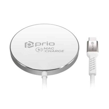 PRIO Bežični punjač, MagSafe, 15W, USB-C, srebrni