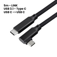 META USB-C kabel 506, kompatibilno s Quest 3, Quest 3S, Quest 2 i PICO 4, kutni priključak, duljina 5 m