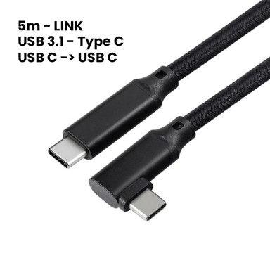 META USB-C kabel 506, kompatibilno s Quest 3, Quest 3S, Quest 2 i PICO 4, kutni priključak, duljina 5 m