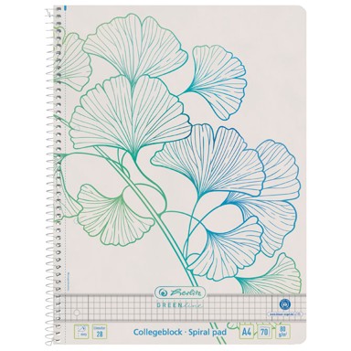 HERLITZ Blok kolegij, Greenline Ginkgo, A4, karo, 70 listova