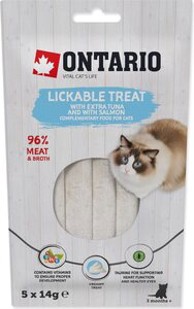 ONTARIO Poslastica za mačke 5×14 g, tuna i losos