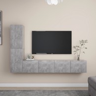 TV ormarići 4-dijelni set, siva boja betona, konstruirano drvo