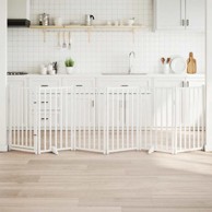 Vrata za pse s vratima sklopiva 6 panela bijela 300 cm