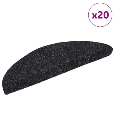Samoljepljivi otirači za stepenice 20 kom crni 56 x 17 x 3 cm