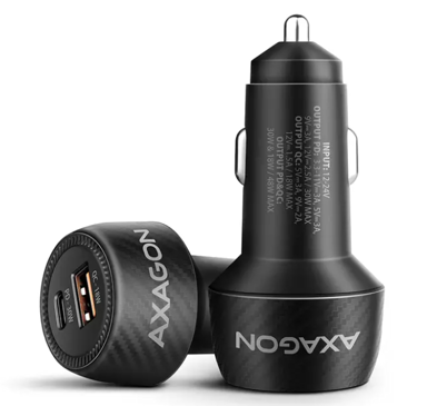 AXAGON Auto punjač PWC-PQ48, USB-C PD 3.0 + USB-A QC 4+, crni