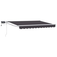 Ručna izvlačivna tenda s LED diodama, 3,5 x 2 m, antracitna, bijeli okvir
