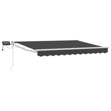 Ručna izvlačivna tenda s LED diodama, 3,5 x 2 m, antracitna, bijeli okvir
