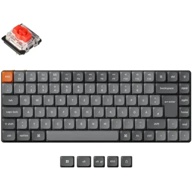 KEYCHRON Tipkovnica K3 Max, mehanička, DE layout, Gateron Low Profile 2.0 Red, RGB, siva/narančasta