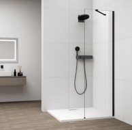 POLYSAN ESCA Tuš pregrada, jednodijelna, 600 mm, Antidrop zaštita, crna mat
