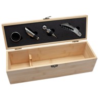 Set kutija za vino za 1 bocu i pribor 4 dijela, bambus kutija