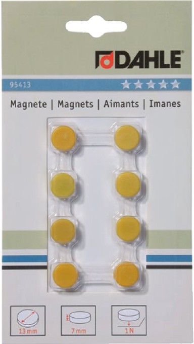 DAHLE Magneti Φ13 mm, žuti, 8/1