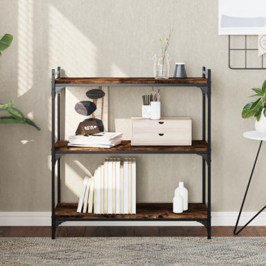 Regal za knjige s 3 razine boja hrasta 80 x 30 x 86 cm drveni