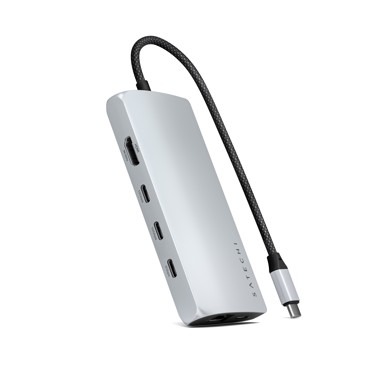 SATECHI Adapter, USB-C MultiPort 8K, Ethernet V3, srebrna