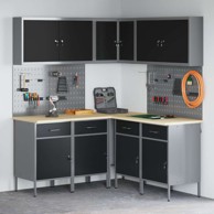 Set radnih ormara i pegboarda 12 kom MDF i metal, crna