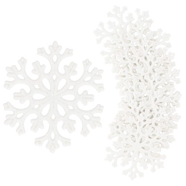 SPRINGOS Set božićnih ukrasa Snježna pahulja 6 cm, 8 komada, bijela  