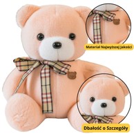 Plišana igračka medvjedić s kariranom mašnom, 23 cm, krem