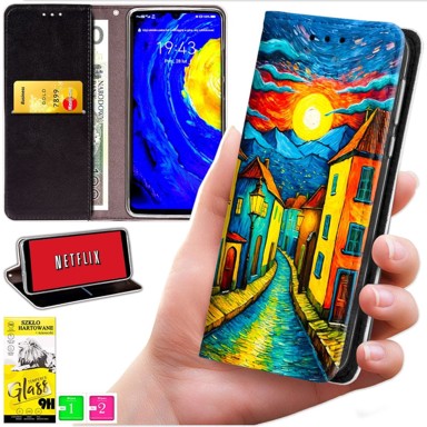 BLUEMOON Futrola tipa novčanik za Motorola Edge 40 Neo - maska s uzorkom + staklo 9H