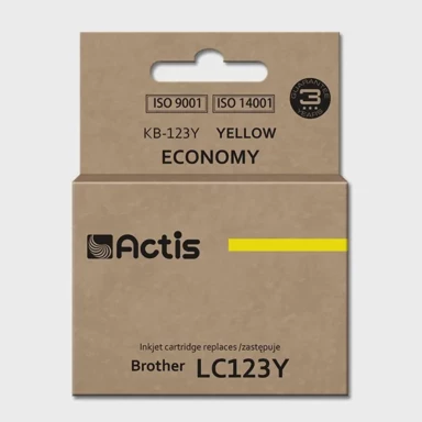 ACTIS Tinta za pisač KB-123Y, zamjena za Brother LC123Y/LC121Y, standardna, 10 ml, žuta