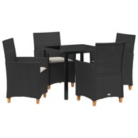 Set od 5 vrtnih blagovaonskih stolica s jastučićima, poli ratan, crna