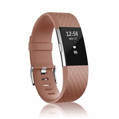 B-STRAP Silicone Diamond (Small) remen za Fitbit Charge 2, brown