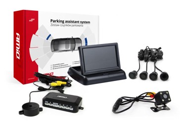 AMIO Parking senzori, 4 kom, crni, 18 mm, TFT02 4,3'' zaslon, buzzer, HD-315-LED kamera za rikverc