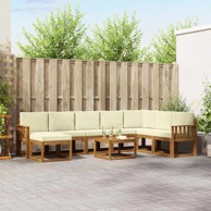 Set vanjskih sofa, 9 kom, s jastucima, prirodna i krem