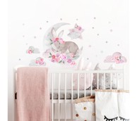 PASTELOWE Zidne naljepnice Uspavani zeko, roza