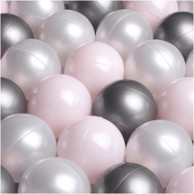 PLUSH NEST Loptice za bazen, promjer 6 cm, 200 kom, biserne, srebrne i svijetlo roze