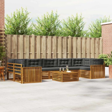 Set vanjskih sofa s jastukom, 8 kom, prirodna i antracit