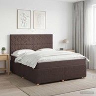 Boxspring krevet s madracem 180 x 200 cm tkanina dizajn s rombovima, tamno smeđi