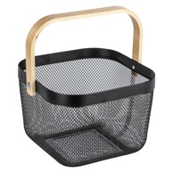 WENKO Crna košara s bambusovom ručkom