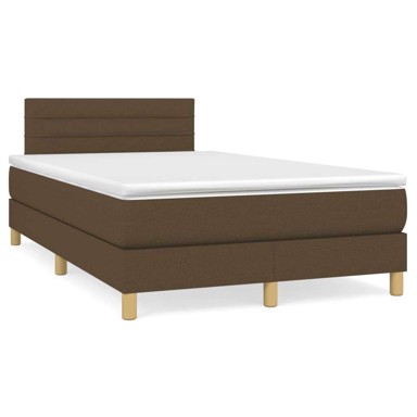 Boxspring krevet s oprugama i madracem LED, 120 x 190 cm, tkanina, tamno smeđi 