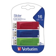 VERBATIM USB Memorija 2.0 Store'n'Go Slider, 3x16GB, sortirano