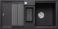 BLANCO Sudoper Adira 6 S InFino Silgranit sklopiva rešetka + kadica, s dalj.upr. - crni