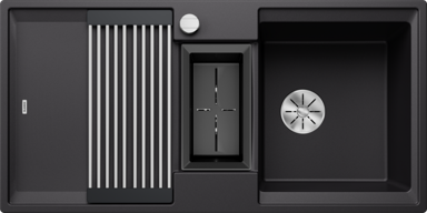 BLANCO Sudoper Adira 6 S InFino Silgranit sklopiva rešetka + kadica, s dalj.upr. - crni