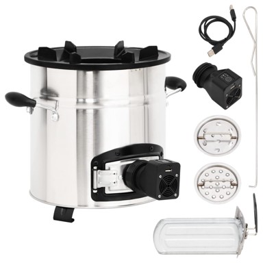 Peć na drva s USB ventilatorom 35,5x26x28 cm čelična, srebrna