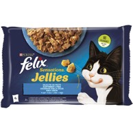 FELIX SENSATIONS Hrana za mačke Jellies s lososom u želeu i s pastrvom u želeu, 4x85g