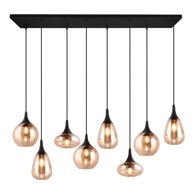 TRIO Crna/narančasta viseća svjetiljka sa staklenim sjenilom Lumina