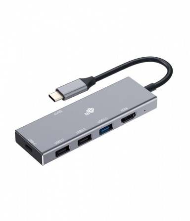 Adapter hub USB-C 7u1, HDMI + 3× USB + PD + SD/TF