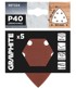 DELTA Čičak brusni papir 93 x 93 mm, P40, 5 kom., sa 6 rupa